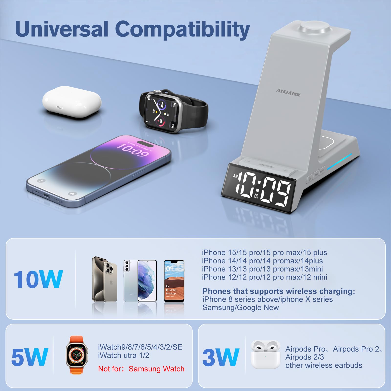 Foto 4 pulgar | Estación De Carga: Cargador Inalámbrico Anjank Para Iphone Y Reloj - Venta Internacional.