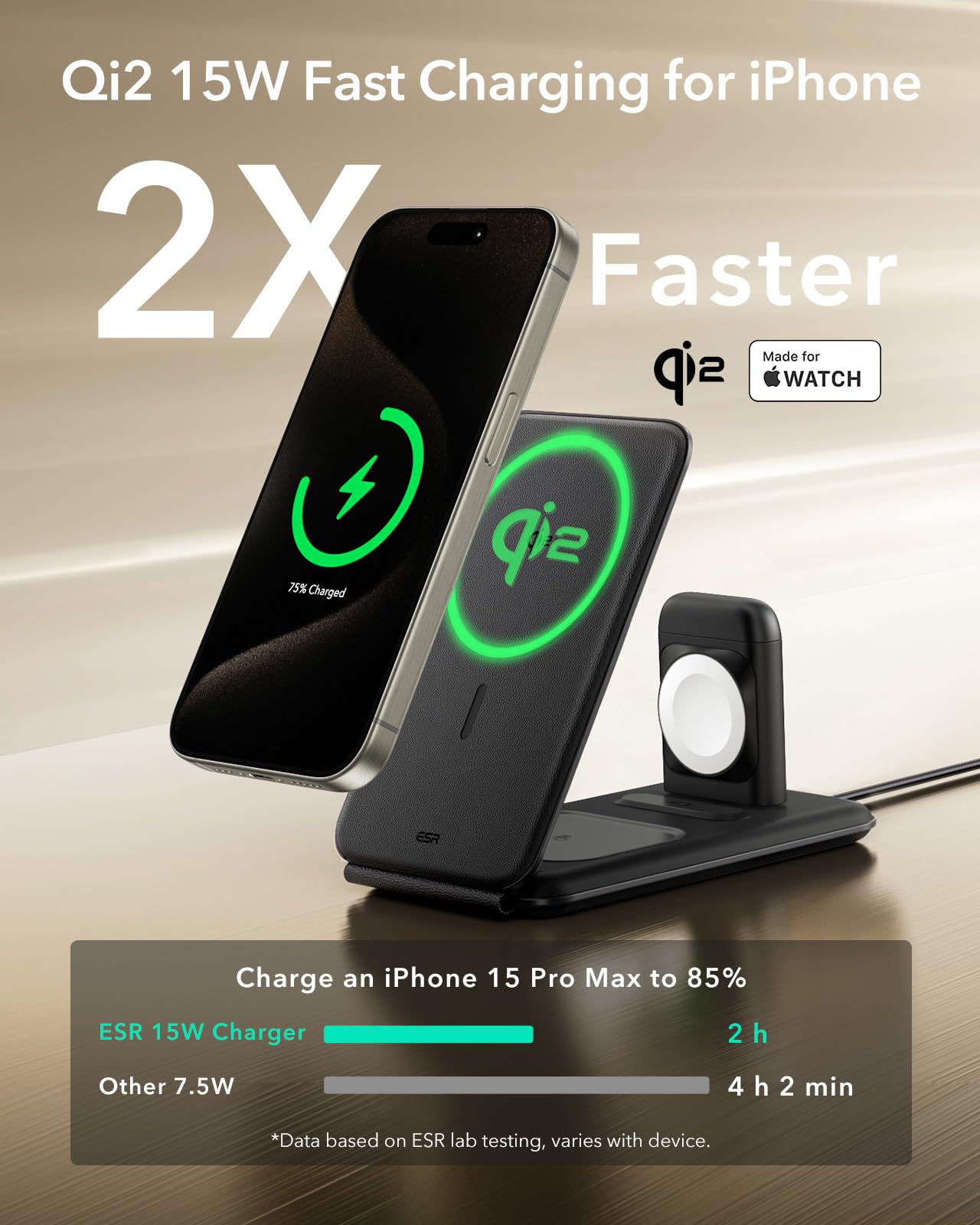 Foto 4 pulgar | Estación de Carga ESR Qi2 3 en 1 para Apple con Magsafe 15w - Venta Internacional