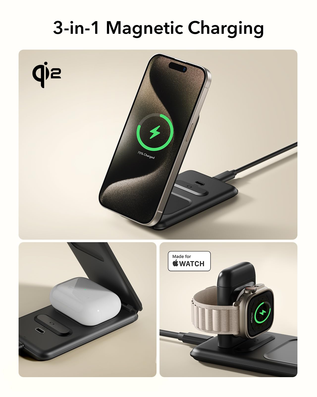Foto 8 pulgar | Estación de Carga ESR Qi2 3 en 1 para Apple con Magsafe 15w - Venta Internacional