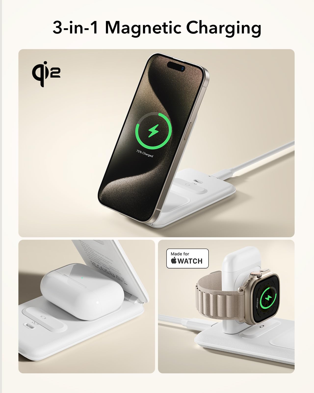 Foto 8 pulgar | Estación De Carga Esr Qi2 3 En 1 Para Apple Con Magsafe 15w - Venta Internacional.