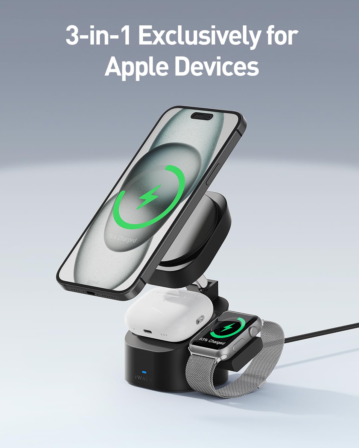 Foto 3 pulgar | Estación De Carga Iwalk Magnetic Wireless 3 En 1 Para Apple - Venta Internacional.