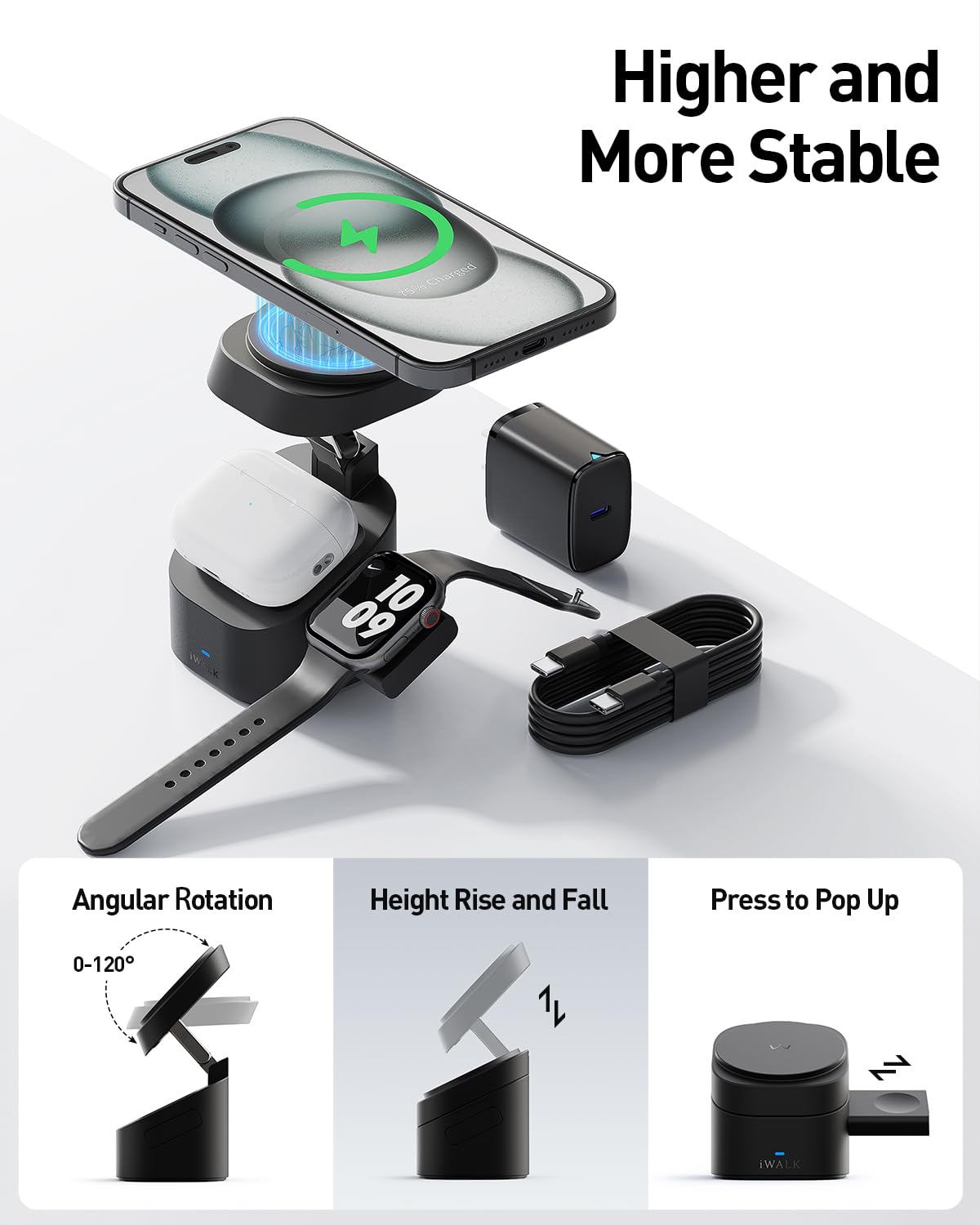 Foto 4 pulgar | Estación De Carga Iwalk Magnetic Wireless 3 En 1 Para Apple - Venta Internacional.