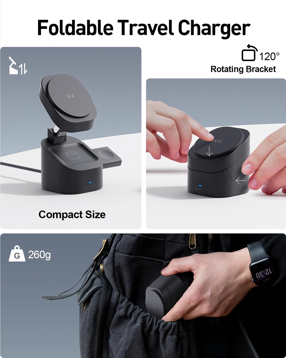 Foto 5 pulgar | Estación De Carga Iwalk Magnetic Wireless 3 En 1 Para Apple - Venta Internacional.