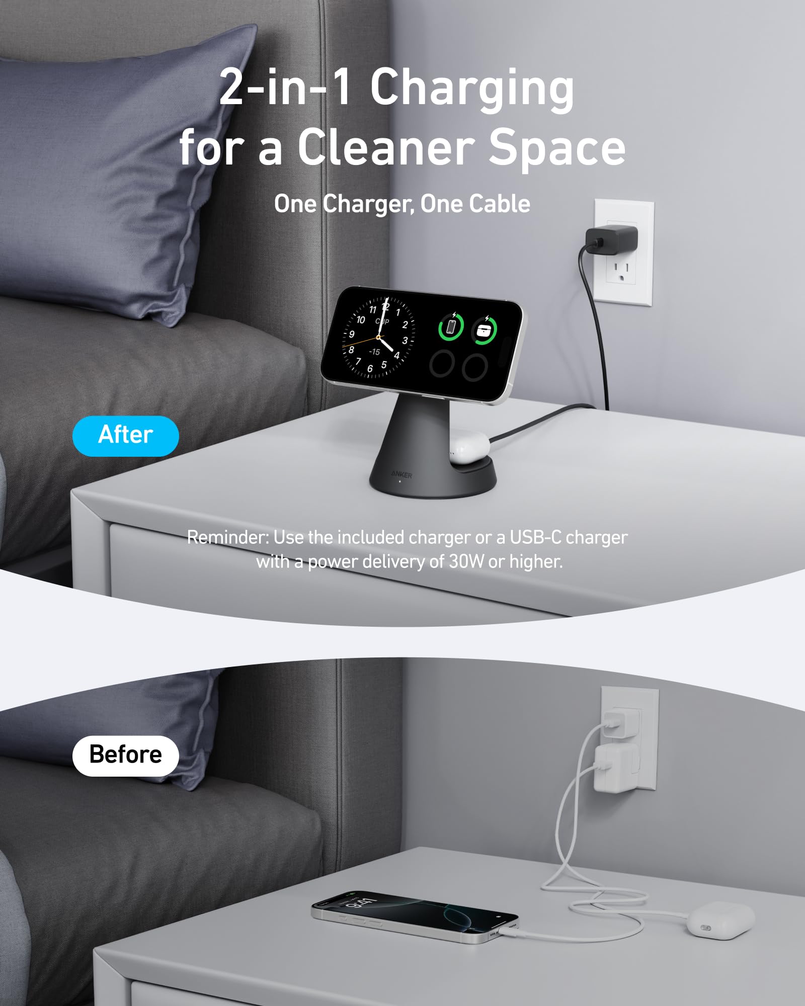 Foto 4 pulgar | Soporte de Carga 2 en 1 Anker Magsafe para iPhone 16 - Venta Internacional