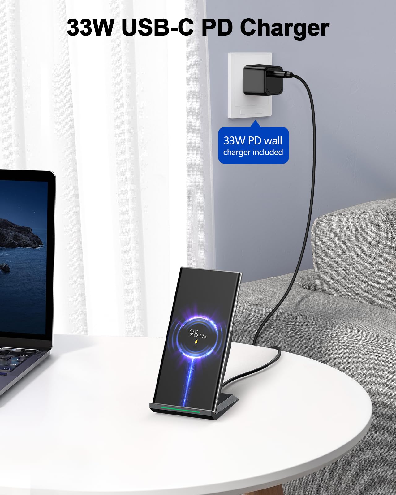Foto 3 pulgar | Cargador Inalámbrico Nanami Fast Charging Stand Qi Certified - Venta Internacional.