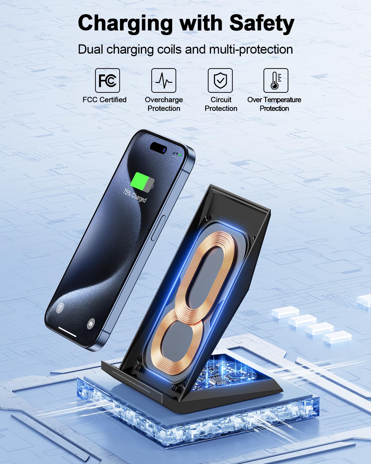 Foto 5 pulgar | Cargador Inalámbrico Nanami Fast Charging Stand Qi Certified - Venta Internacional.