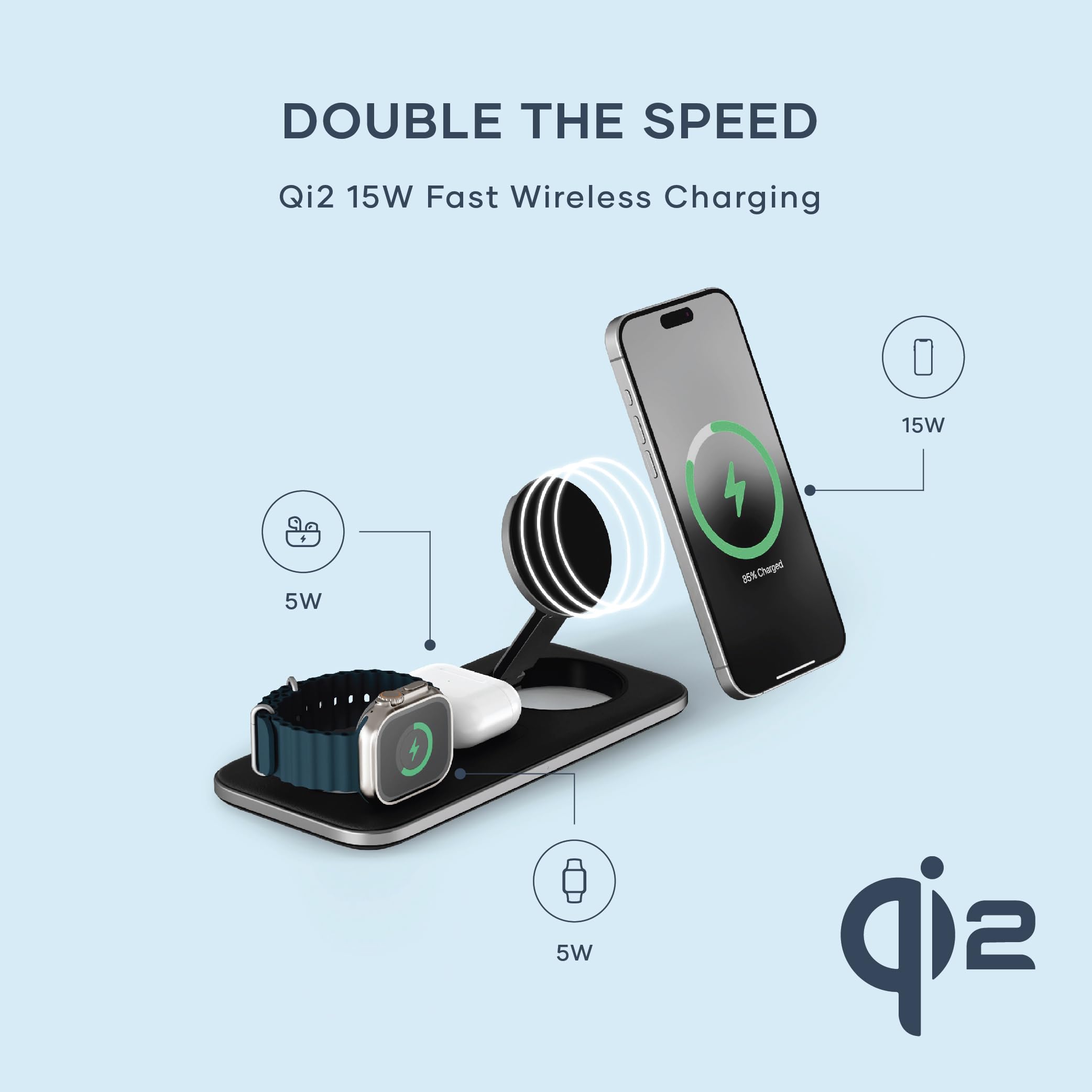 Foto 2 | Estación de Carga Inalámbrica Satechi Qi2 Trío para iPhone - Venta Internacional