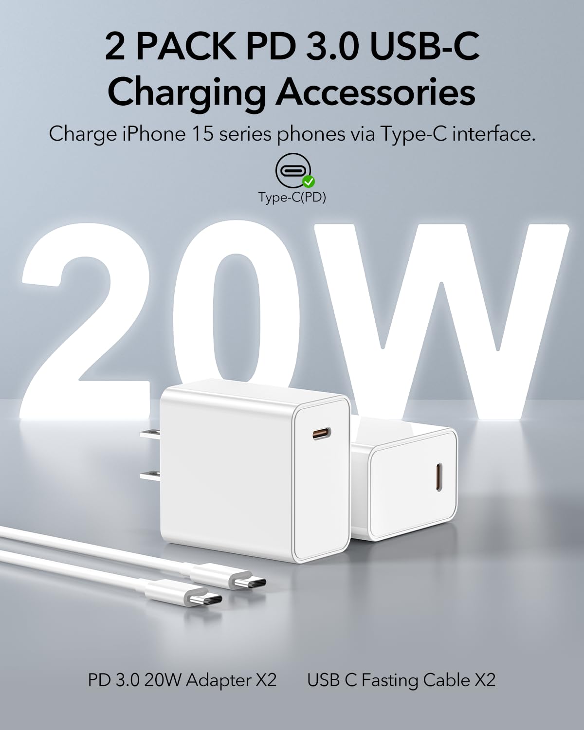 Foto 4 pulgar | Soporte De Cargador Inalámbrico Meifigno Para Iphone Con Adaptador De 20 W X2 - Venta Internacional.