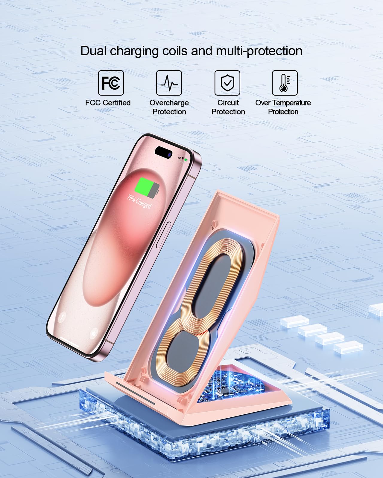 Foto 4 pulgar | Cargador Inalámbrico Nanami 2 Piezas Soporte de Carga Rápida - Venta Internacional