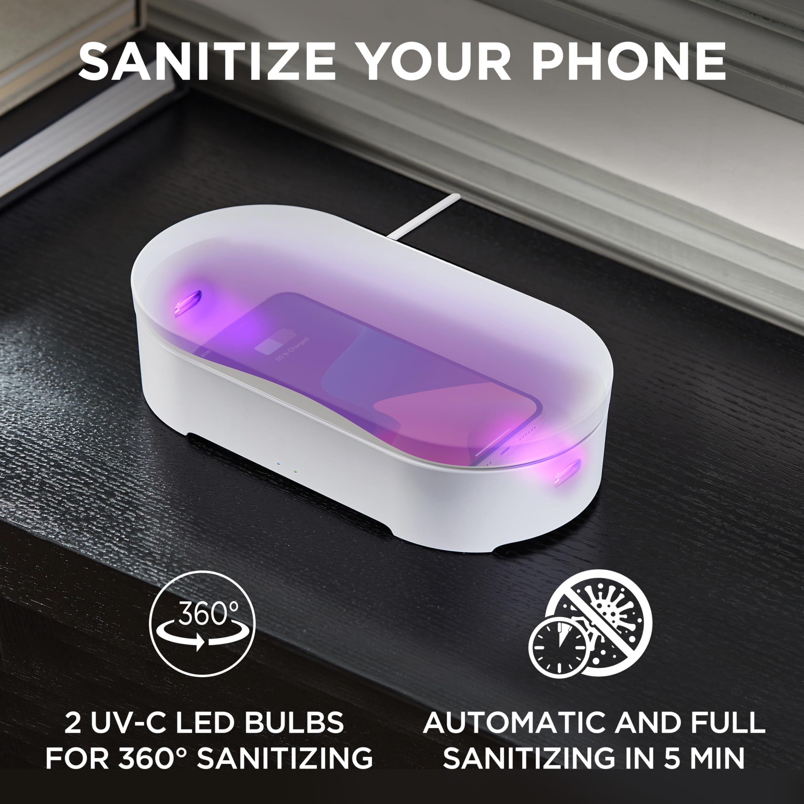 Foto 3 pulgar | Máquina Desinfectante Para Teléfonos Y Cargador Inalámbrico Lexon Oblio Box - Venta Internacional.