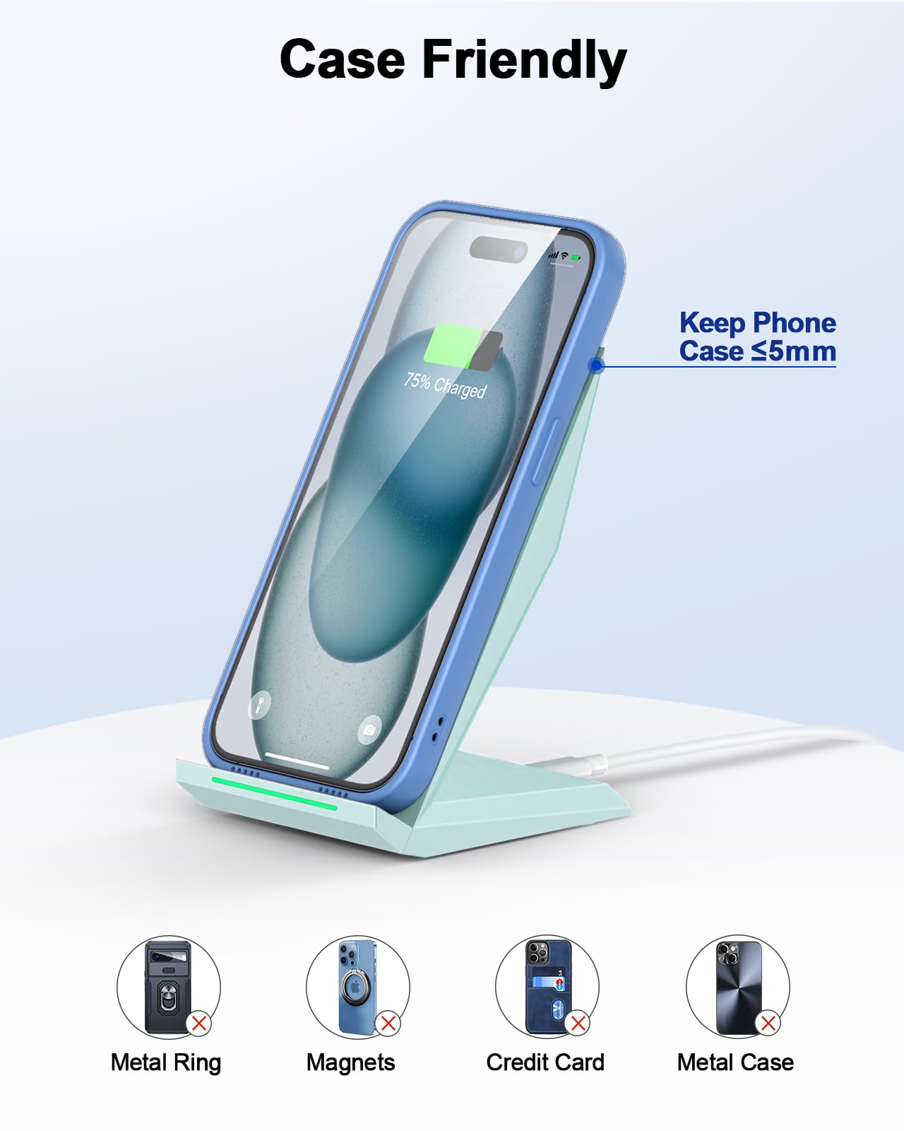 Foto 6 pulgar | Cargador Inalámbrico Nanami Fast Charging Stand Para Iphone Y Samsung - Venta Internacional.