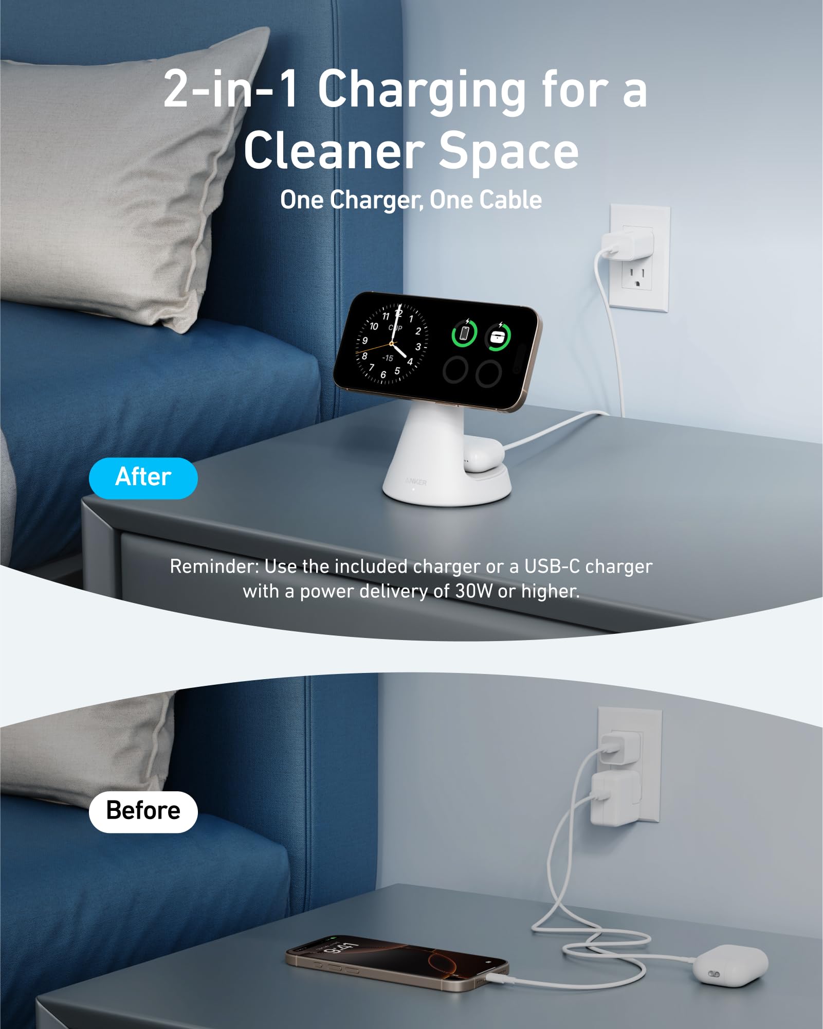 Foto 4 pulgar | Soporte de Carga Anker Magsafe Compatible con Iphone 16 2 en 1 - Venta Internacional