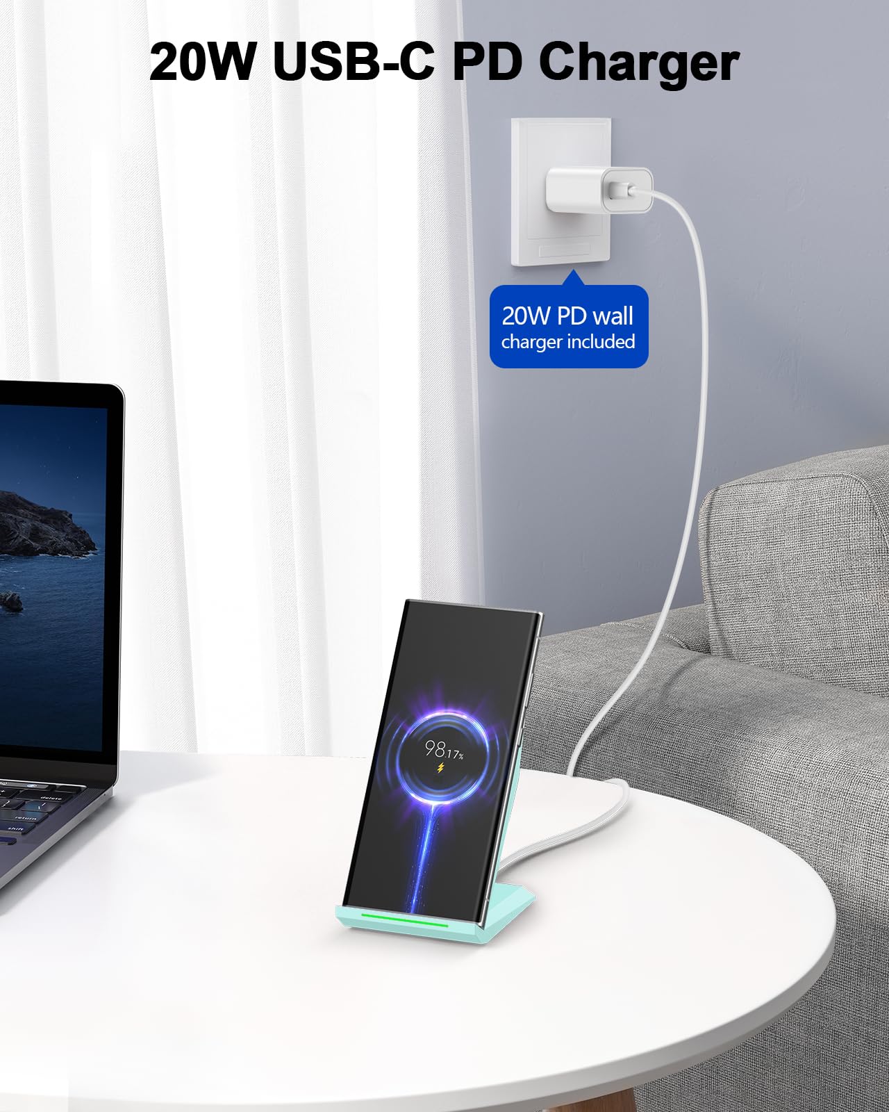 Foto 5 pulgar | Cargador Inalámbrico Nanami Fast Charging Stand Con 33 W Gan Pd - Venta Internacional.