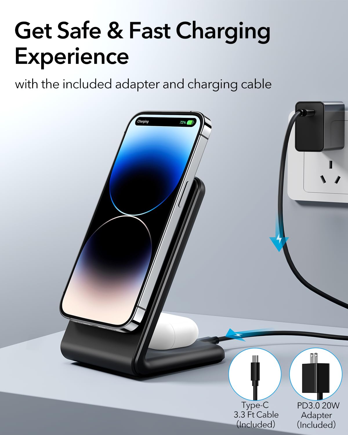 Foto 4 pulgar | Soporte De Cargador Inalámbrico Meifigno 2 En 1 Magsafe Para Iphone 16 Pro Max - Venta Internacional.
