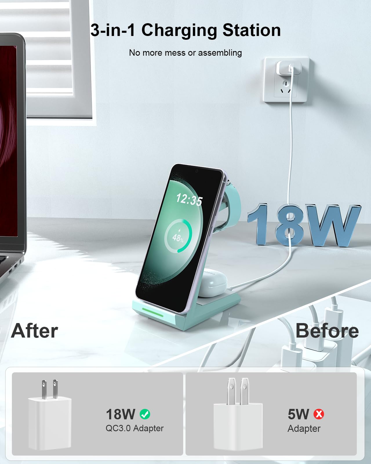 Foto 3 | Cargador Inalámbrico Nanami 3 en 1 para Samsung S24/s23 Ultra - Venta Internacional