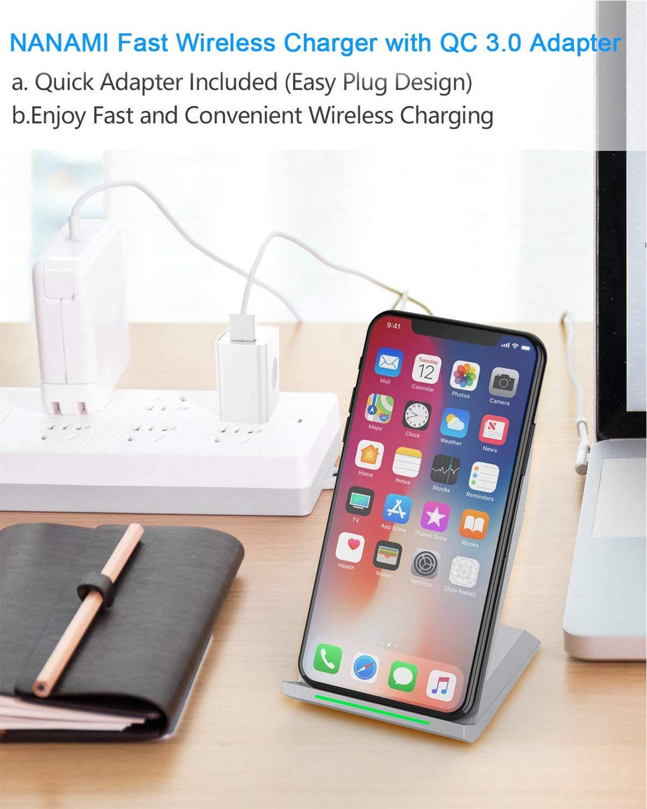 Foto 3 pulgar | Cargador Inalámbrico Nanami Fast Charging Stand Qi 7.5 W/10 W - Venta Internacional.
