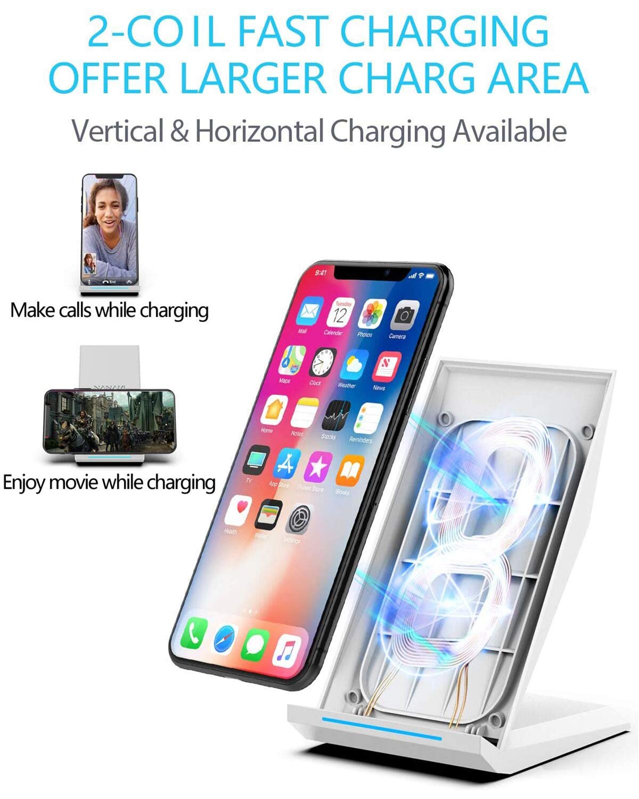 Foto 5 pulgar | Cargador Inalámbrico Nanami Fast Charging Stand Qi 7.5 W/10 W - Venta Internacional.