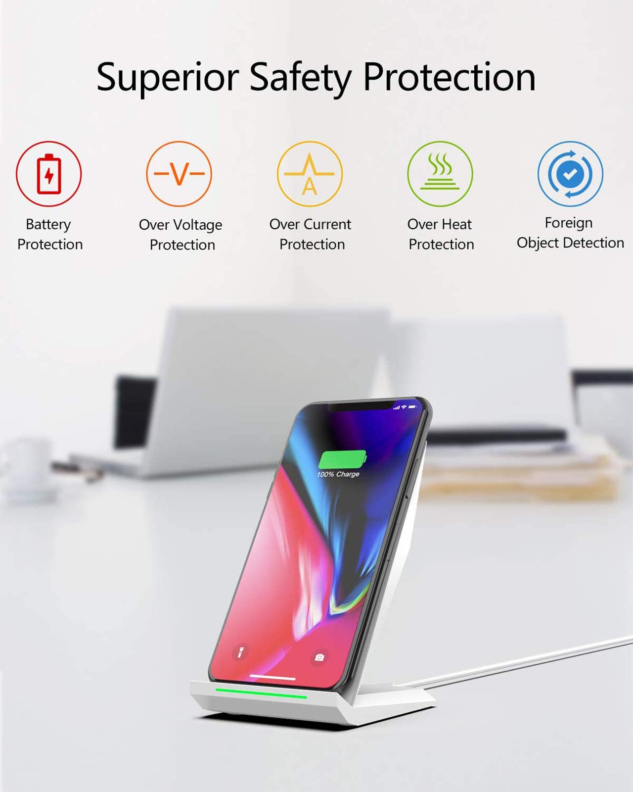 Foto 6 pulgar | Cargador Inalámbrico Nanami Fast Charging Stand Qi 7.5 W/10 W - Venta Internacional.