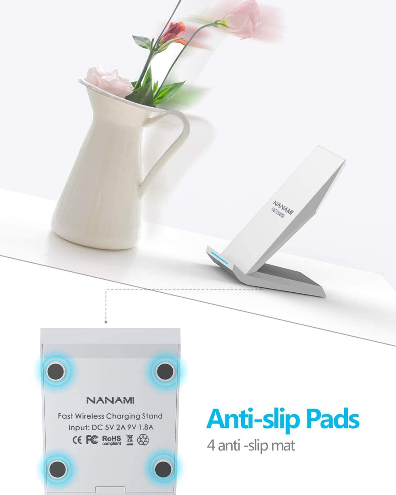 Foto 7 pulgar | Cargador Inalámbrico Nanami Fast Charging Stand Qi 7.5 W/10 W - Venta Internacional.