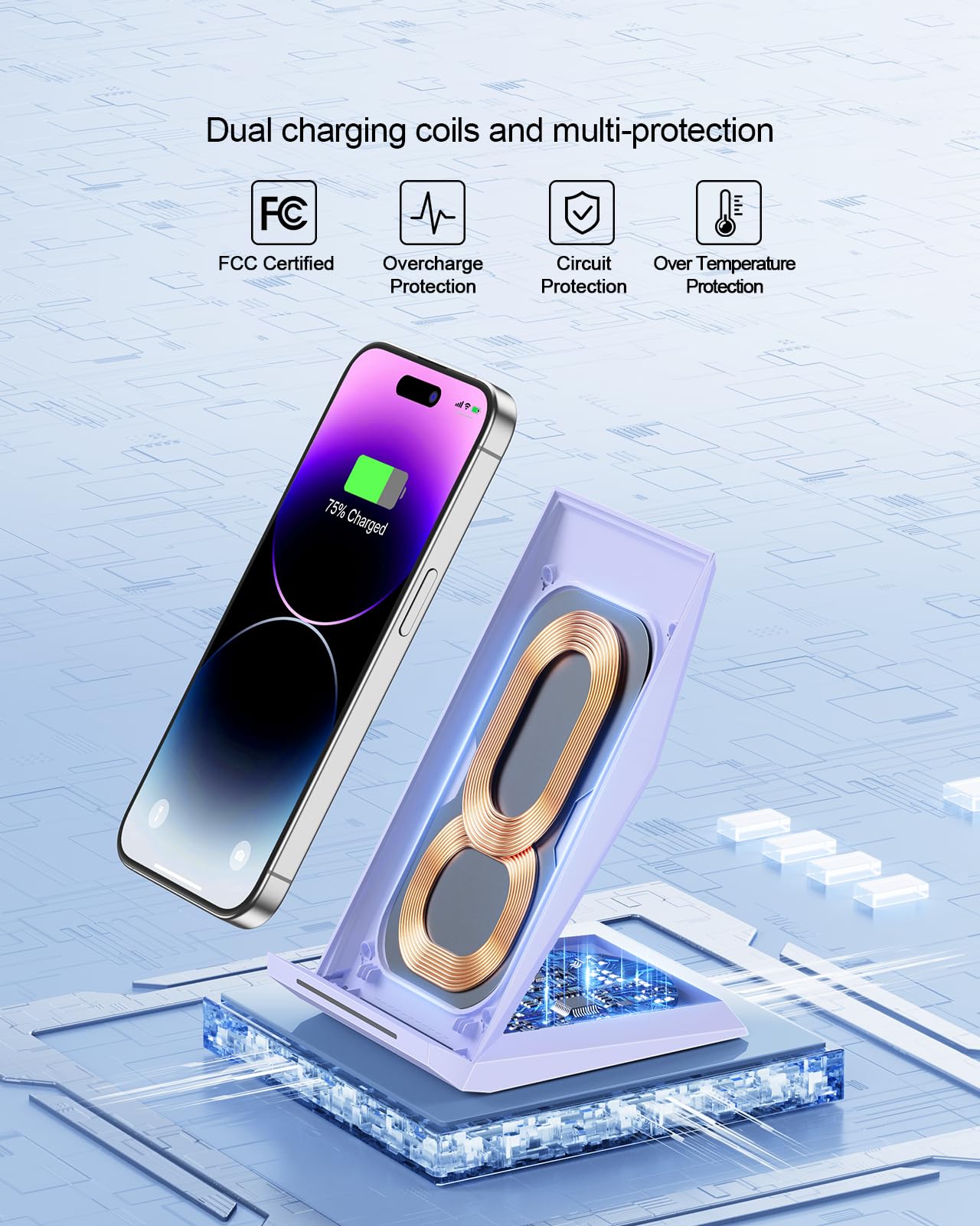 Foto 4 pulgar | Cargador Inalámbrico Nanami Fast Qi Charging Stand 2 Piezas - Venta Internacional