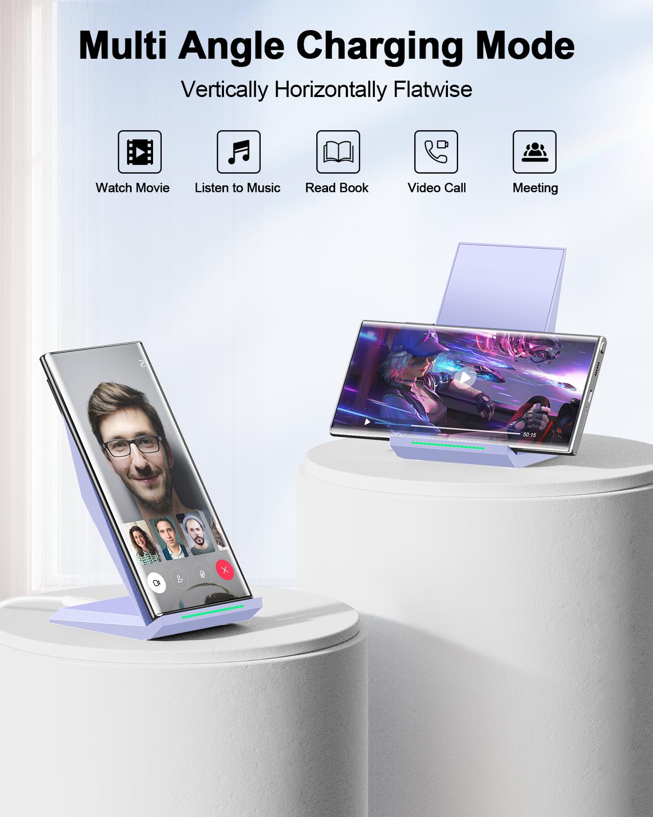 Foto 5 pulgar | Cargador Inalámbrico Nanami Fast Qi Charging Stand 2 Piezas - Venta Internacional
