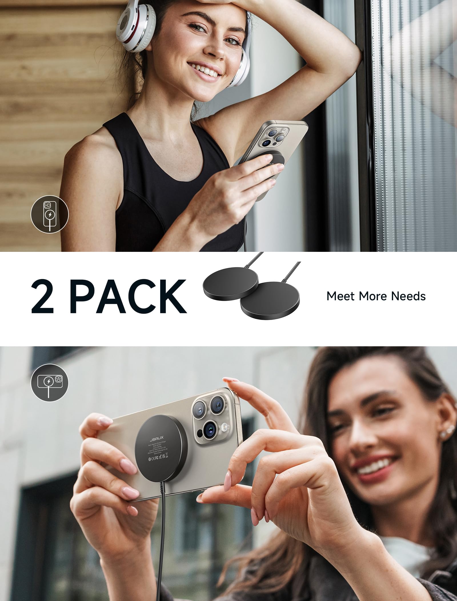 Foto 5 pulgar | Cargador Inalámbrico Jsaux Magsafe 2 Piezas - Venta Internacional