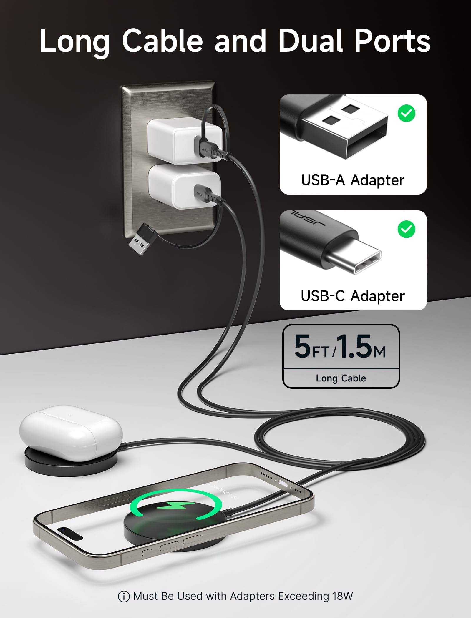 Foto 6 pulgar | Cargador Inalámbrico Jsaux Magsafe 2 Piezas - Venta Internacional