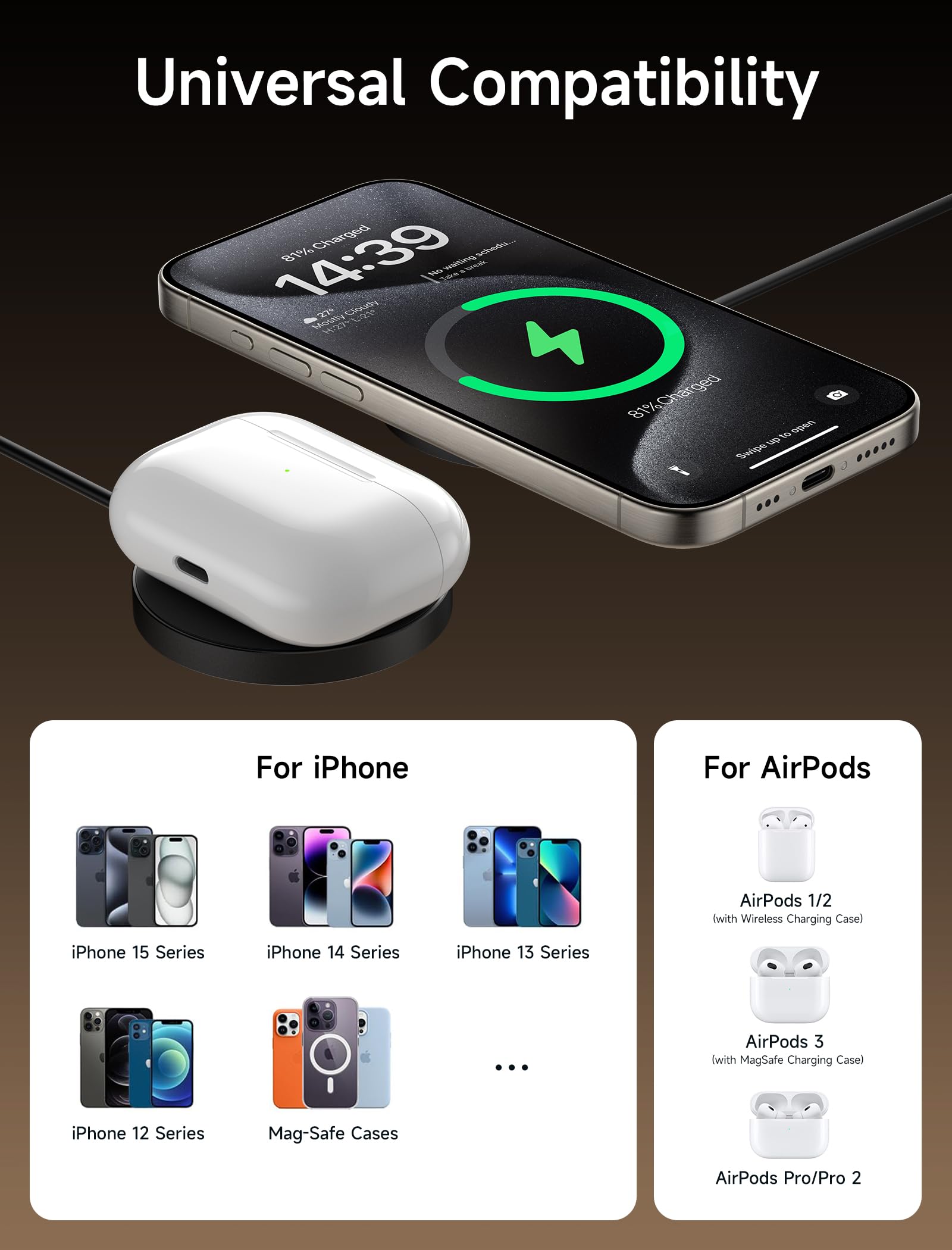 Foto 7 pulgar | Cargador Inalámbrico Jsaux Magsafe 2 Piezas - Venta Internacional