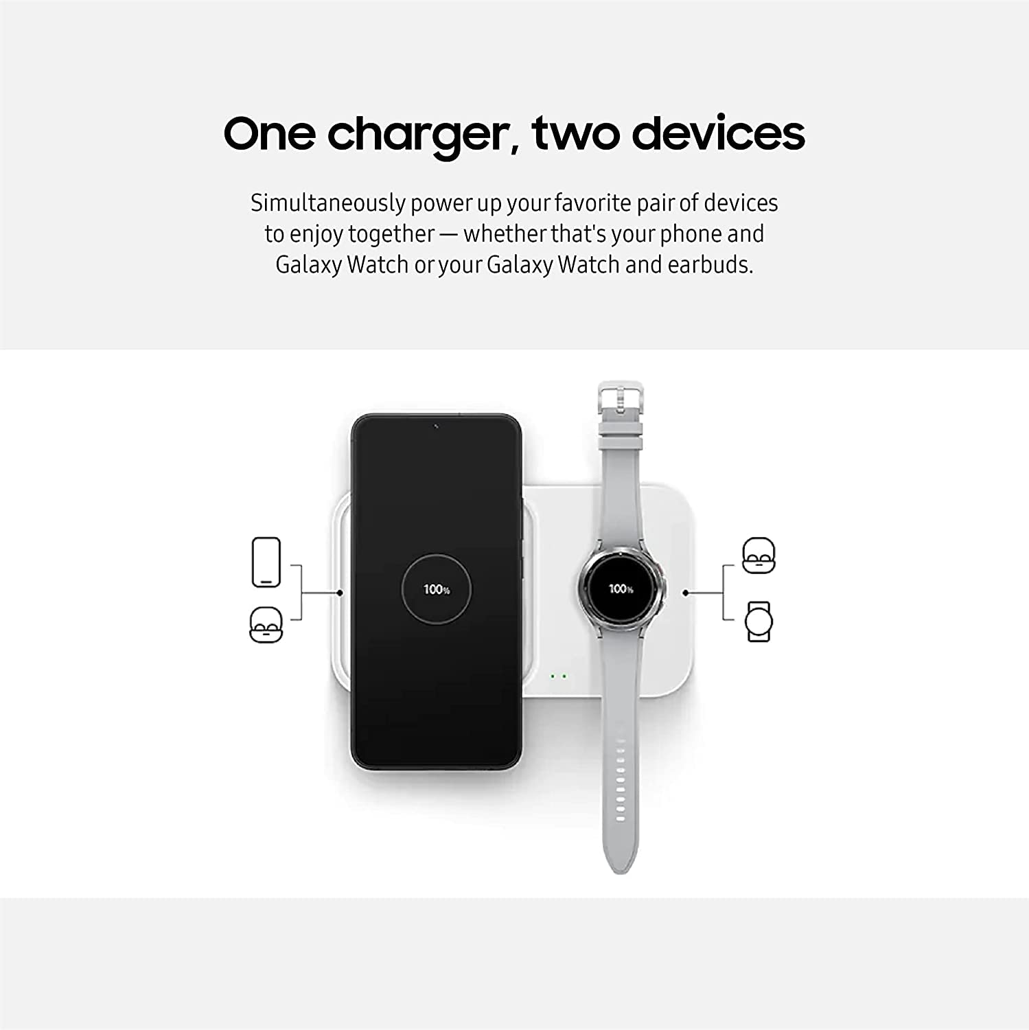Foto 4 pulgar | Cargador Inalámbrico Samsung 15w Duo Black 2022 Con Cable Usb-c - Venta Internacional.