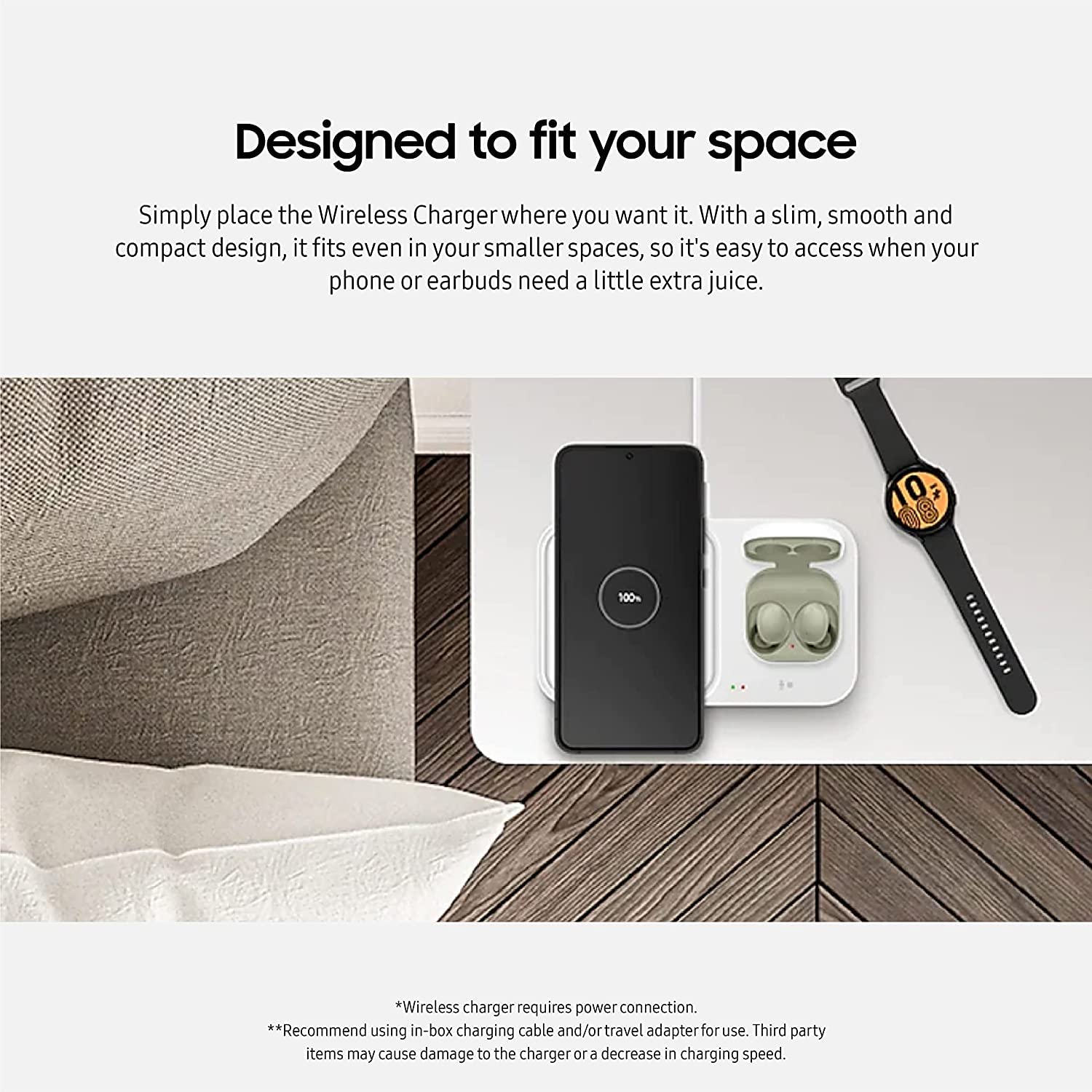 Foto 6 pulgar | Cargador Inalámbrico Samsung 15w Duo Black 2022 Con Cable Usb-c - Venta Internacional.