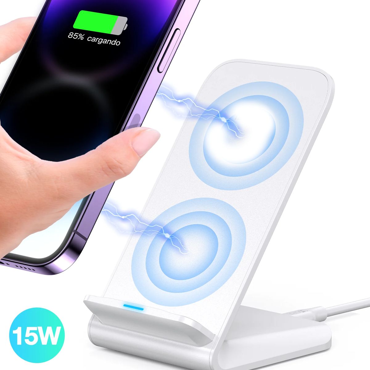 Foto 4 pulgar | Cargador Inalambrico Universal 15w Color Blanco