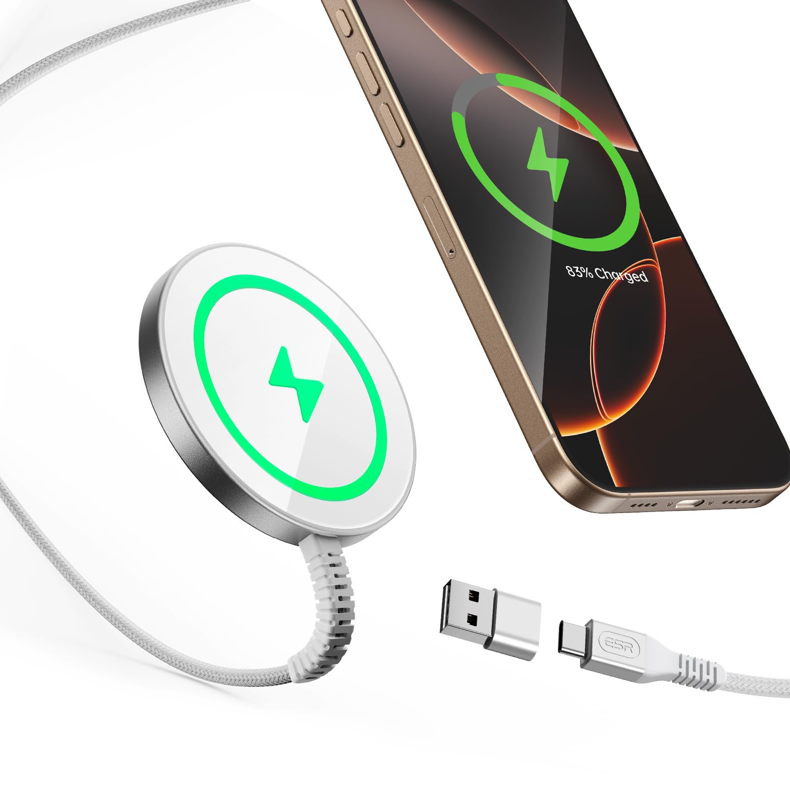 Foto 2 pulgar | Cargador Inalámbrico Esr Magsafe 15w Para Iphone 16 Pro Max Silver - Venta Internacional.
