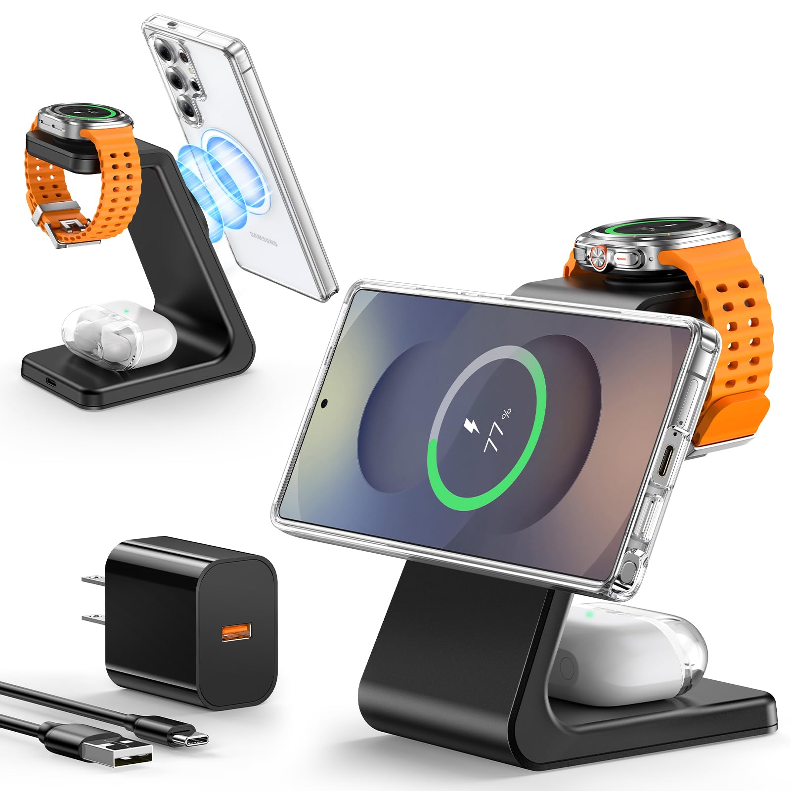 Foto 1 | Cargador Inalámbrico Meifigno 3 En 1 Magnético Para Samsung - Venta Internacional.