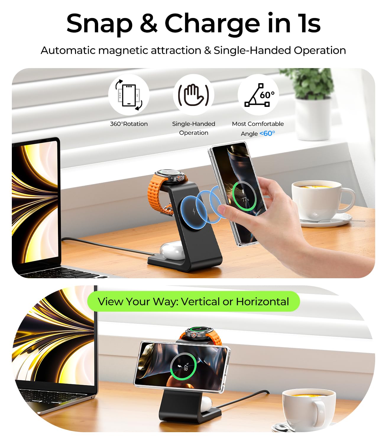 Foto 4 pulgar | Cargador Inalámbrico Meifigno 3 En 1 Magnético Para Samsung - Venta Internacional.