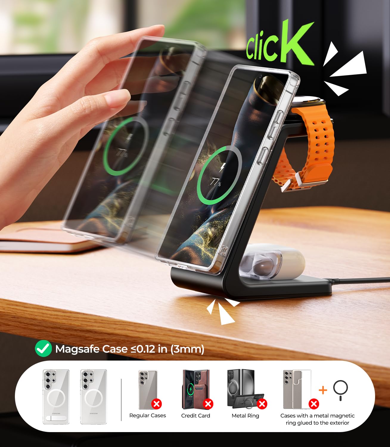 Foto 8 pulgar | Cargador Inalámbrico Meifigno 3 En 1 Magnético Para Samsung - Venta Internacional.