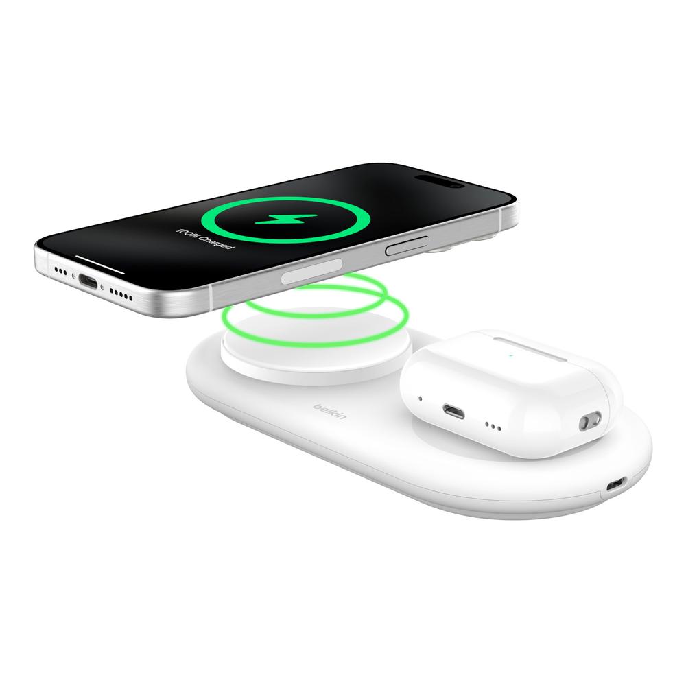 Foto 1 | Cargador Inalambrico Magnetico Belkin 2 En 1 Qi2 Blanco