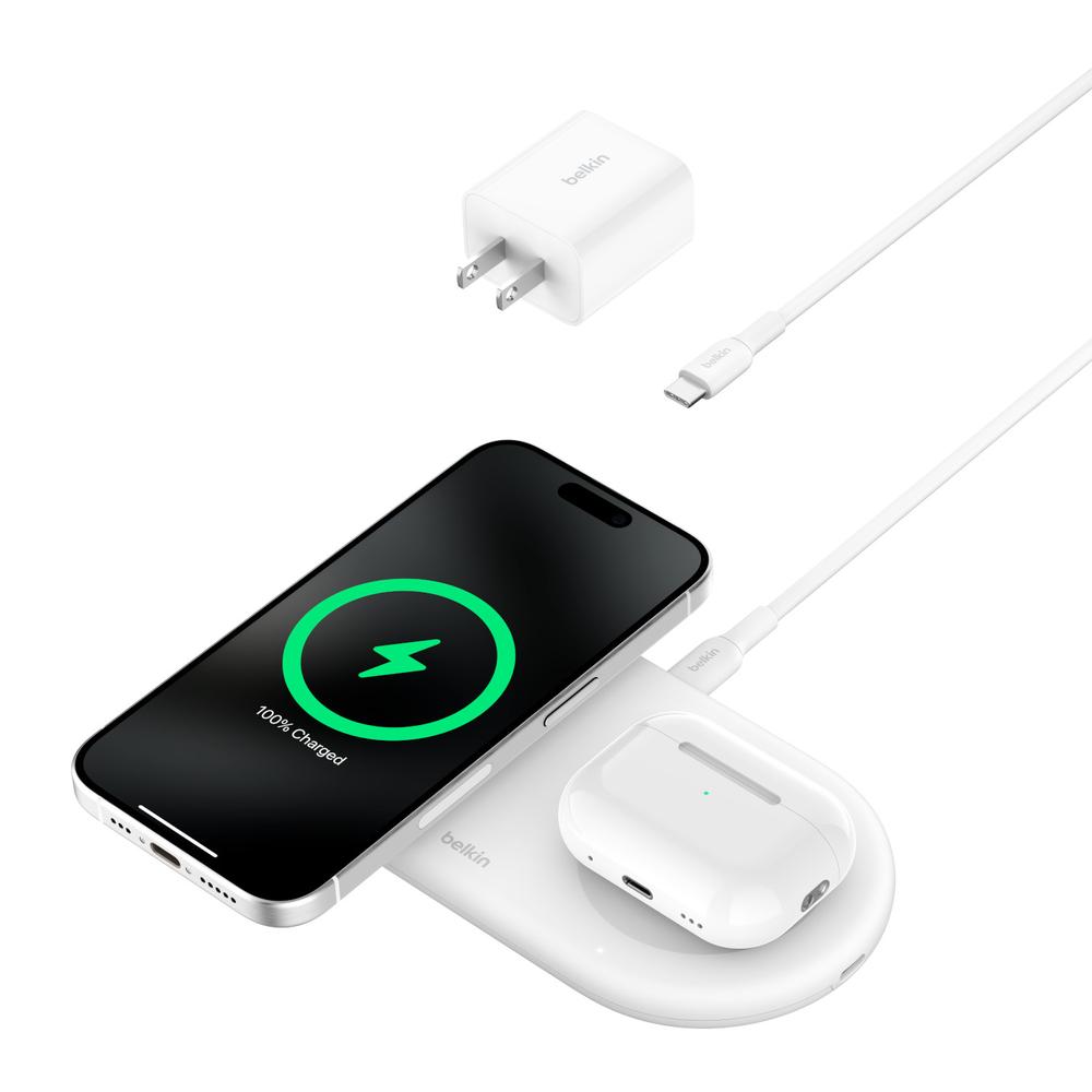 Foto 5 pulgar | Cargador Inalambrico Magnetico Belkin 2 En 1 Qi2 Blanco