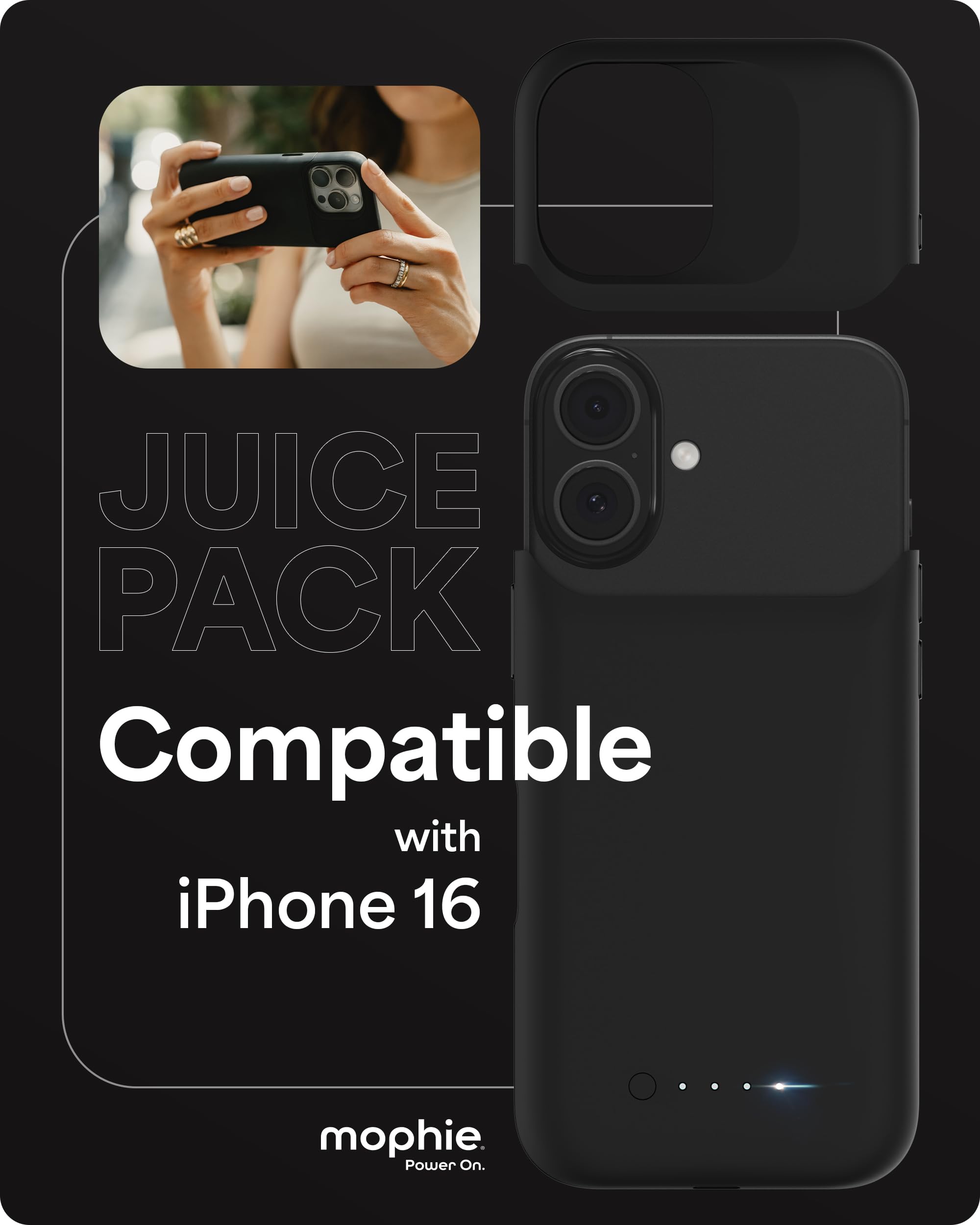 Foto 3 pulgar | Funda De Batería Mophie Juice Pack Para Iphone 16 +50% Negra - Venta Internacional.