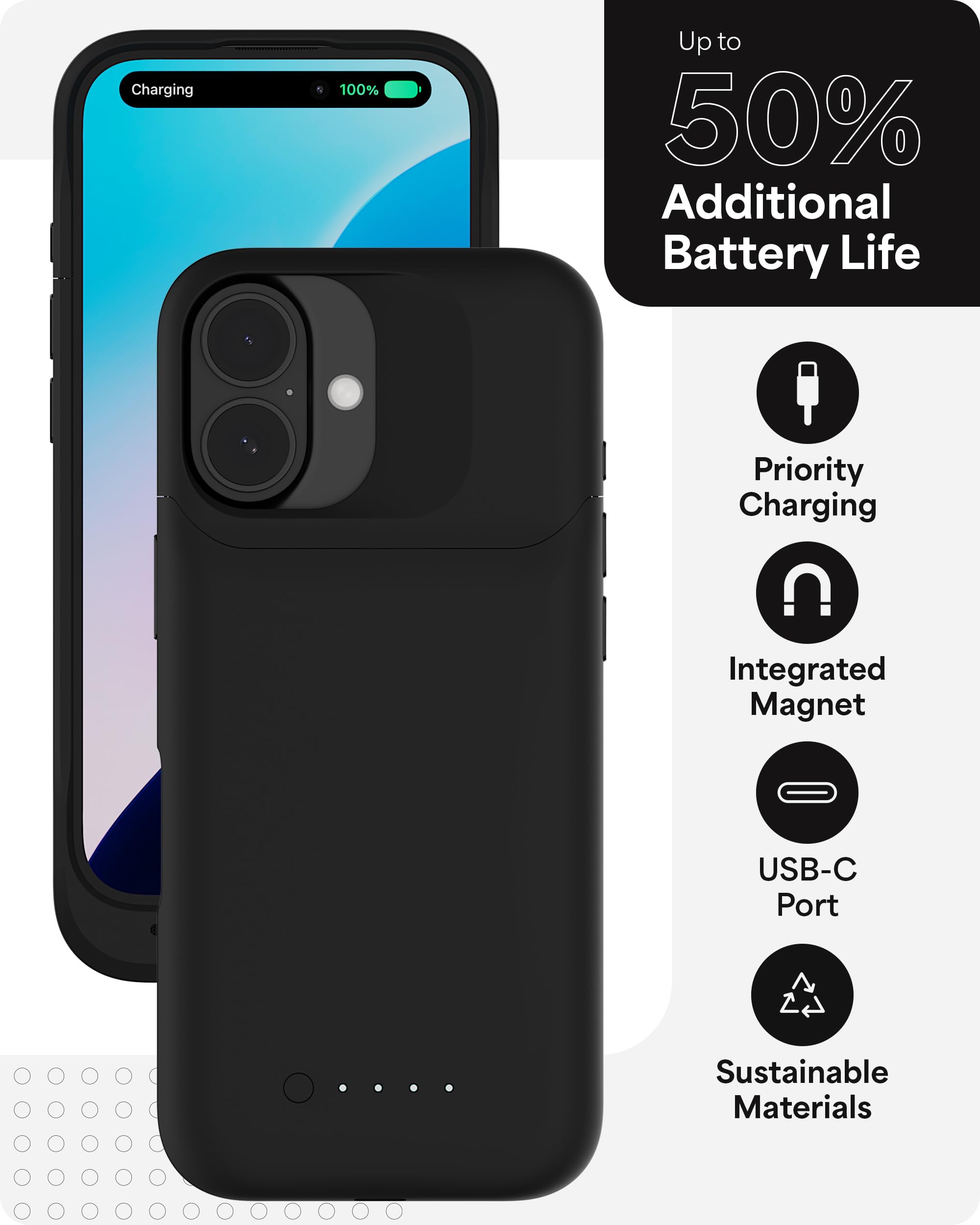 Foto 4 pulgar | Funda De Batería Mophie Juice Pack Para Iphone 16 +50% Negra - Venta Internacional.