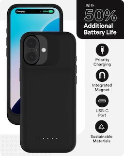 Foto 3 | Funda De Batería Mophie Juice Pack Para Iphone 16 +50% Negra - Venta Internacional.