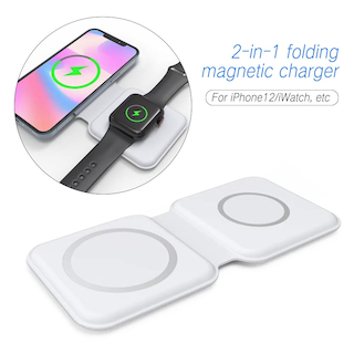 Foto 3 | Cargador Inalámbrico 2 En 1 Plegable Magnético Para Iphone 12 - Venta Internacional.