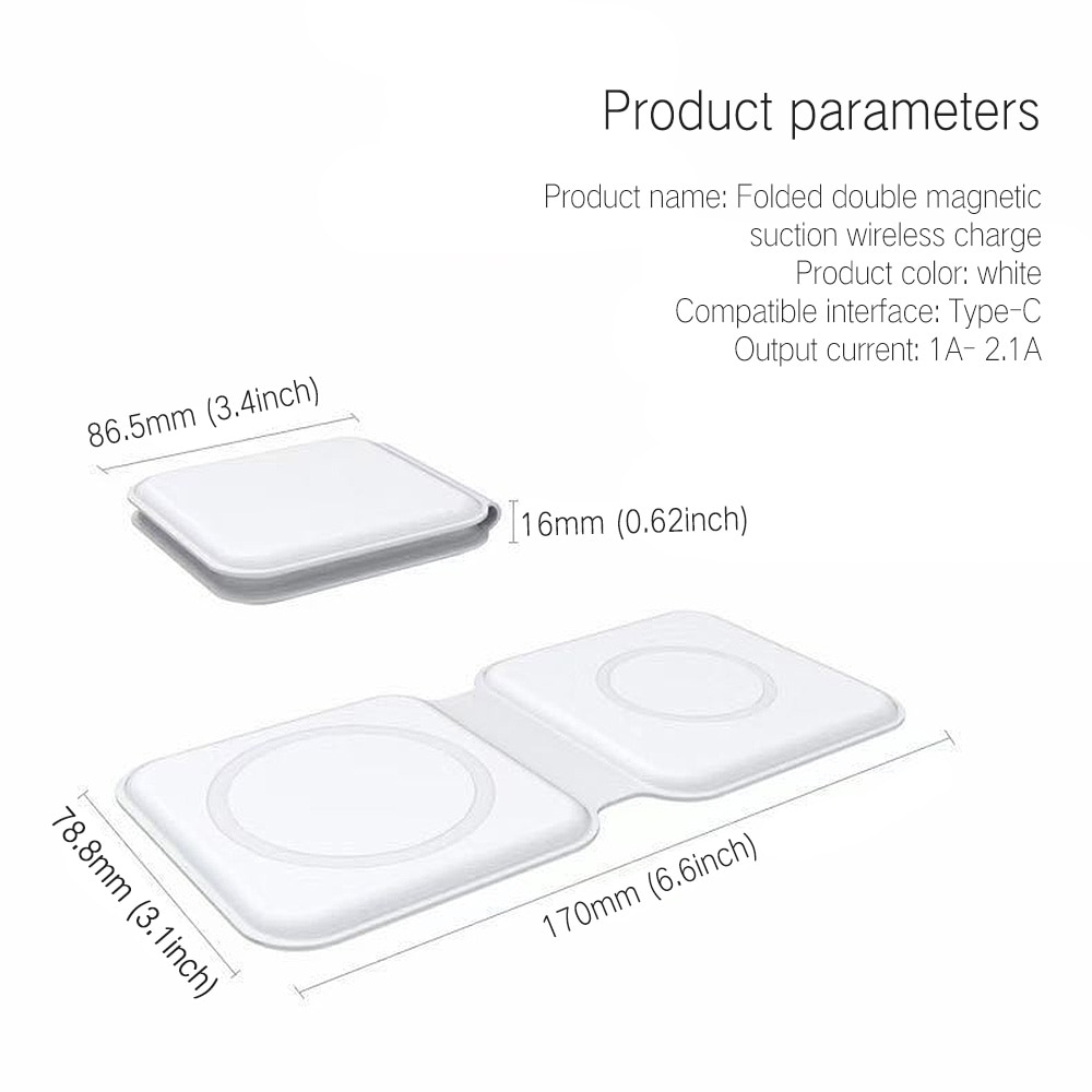 Foto 5 pulgar | Cargador Inalámbrico 2 En 1 Plegable Magnético Para Iphone 12 - Venta Internacional.