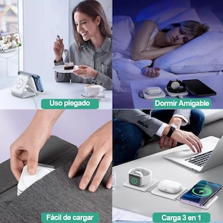 Foto 3 | Argador Inalámbrico 3 En 1 Carga Rápida Para Iphone Samsung Eo Safe Imports Esi-11757-1 Blanco