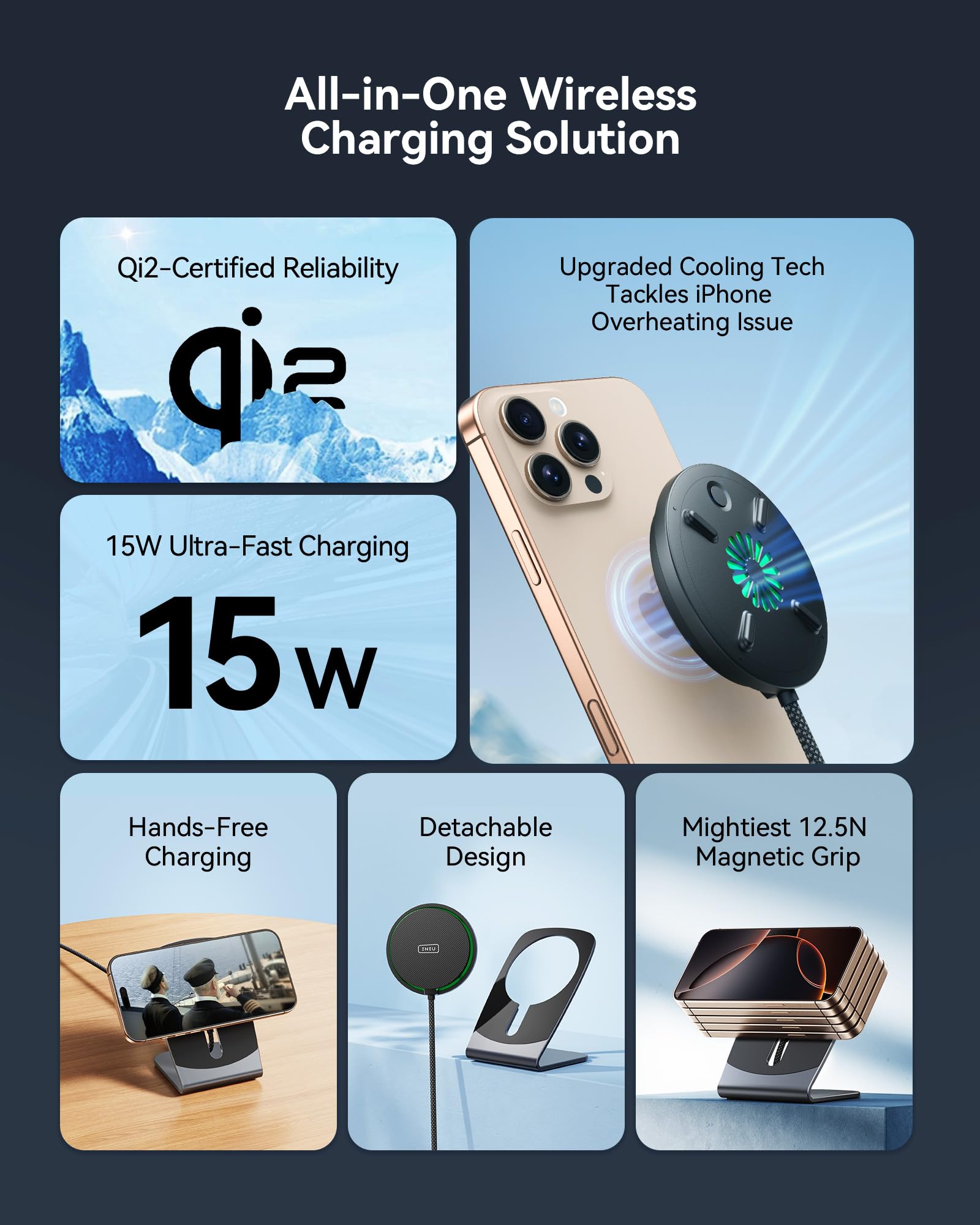 Foto 4 pulgar | Soporte De Cargador Inalámbrico Iniu Magnetic 15w Para Iphone Airpods - Venta Internacional.