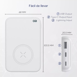 Foto 3 | Cargador Batería Magnético Inalámbrico 10000mah Para Iphone Eo Safe Imports Esi-14585-1 Blanco