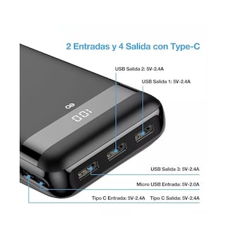 Foto 3 | Powerbank Carga Rapida-30000mah Led Con Triple Salida Eo Safe Imports Esi-4826-1 Negro