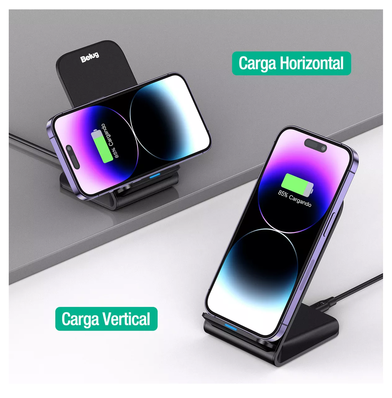 Foto 4 pulgar | Cargador Inalámbrico 15w, Soporte Del Celular, Para Iphone Negro Belug