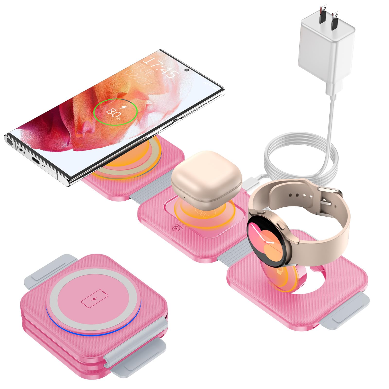 Foto 1 | Estación De Carga Inalámbrica Earteana Pocket Para Samsung Pink - Venta Internacional.