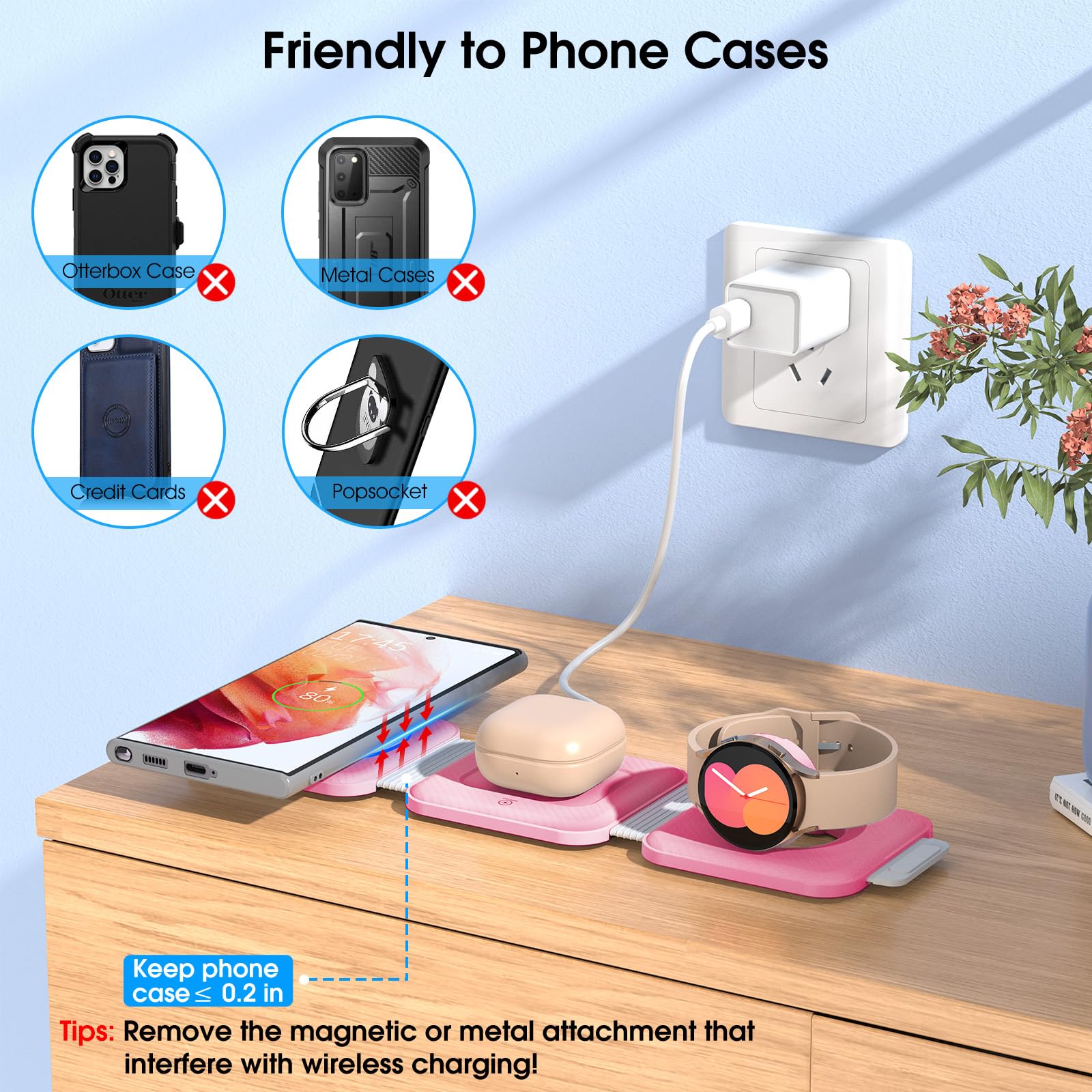 Foto 4 pulgar | Estación De Carga Inalámbrica Earteana Pocket Para Samsung Pink - Venta Internacional.