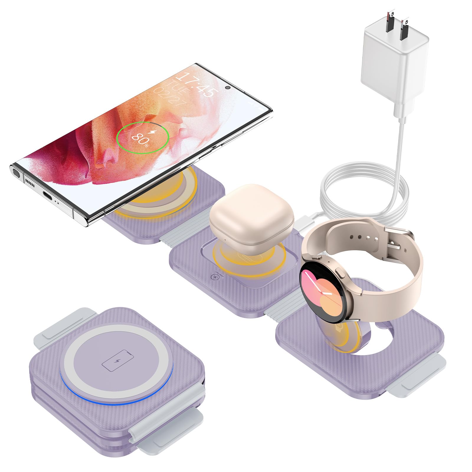 Foto 1 | Estación De Carga Inalámbrica Earteana Pocket Para Samsung Purple - Venta Internacional.